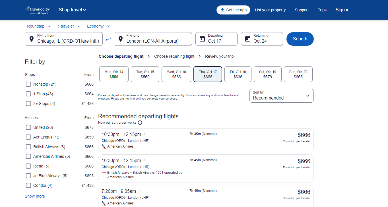 Details regarding the flights