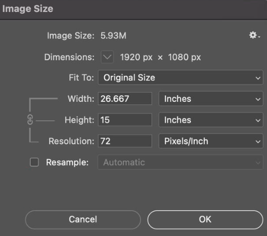 Unmark the resample image checkbox - How to Resize an Image