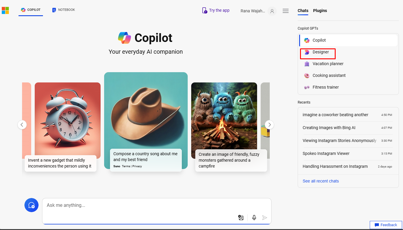 Bing AI Image copilot