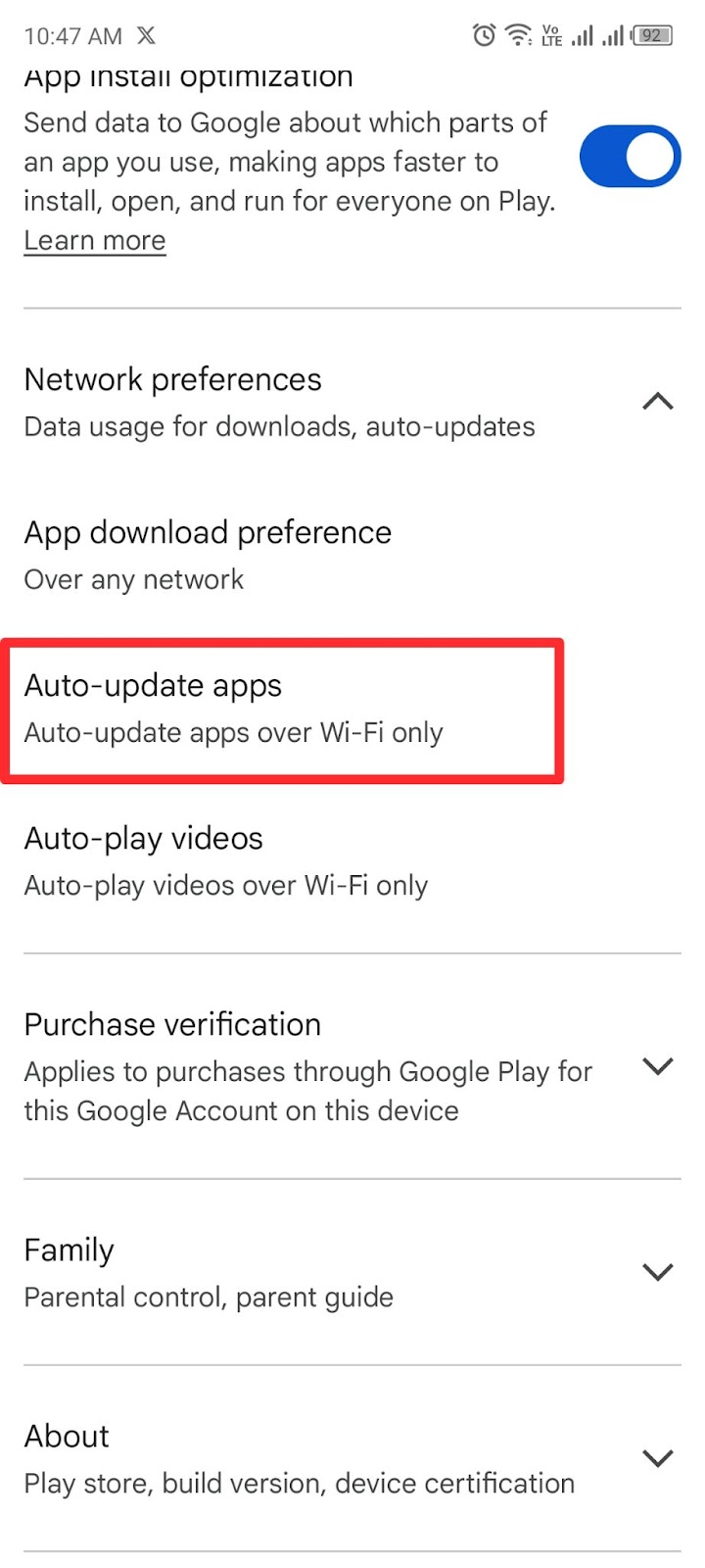 Go to Auto Update Apps - Update smartphone apps