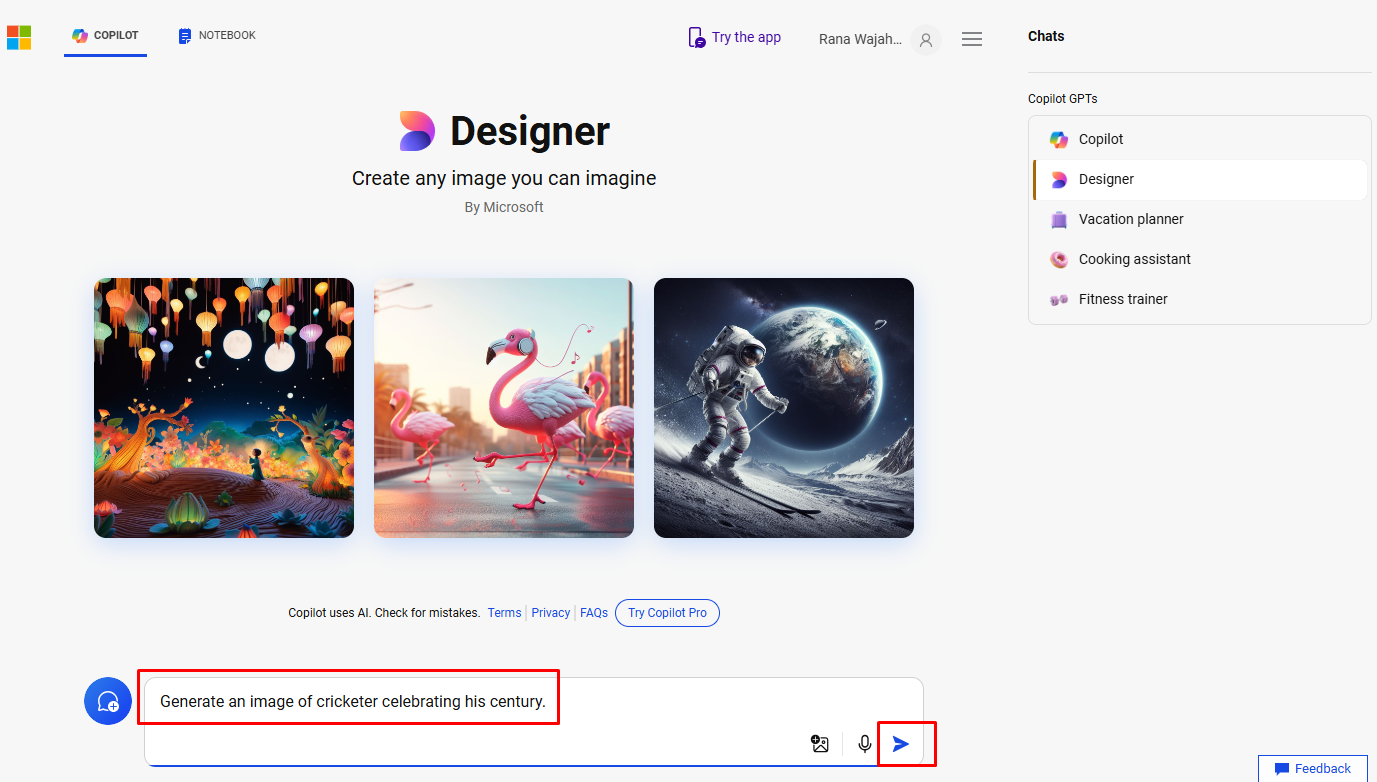 Bing AI Image designer