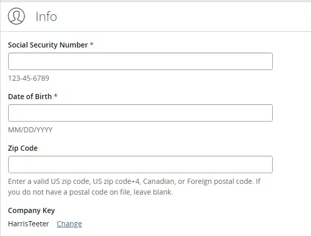 Answer all the asked queries like social security number, company key,