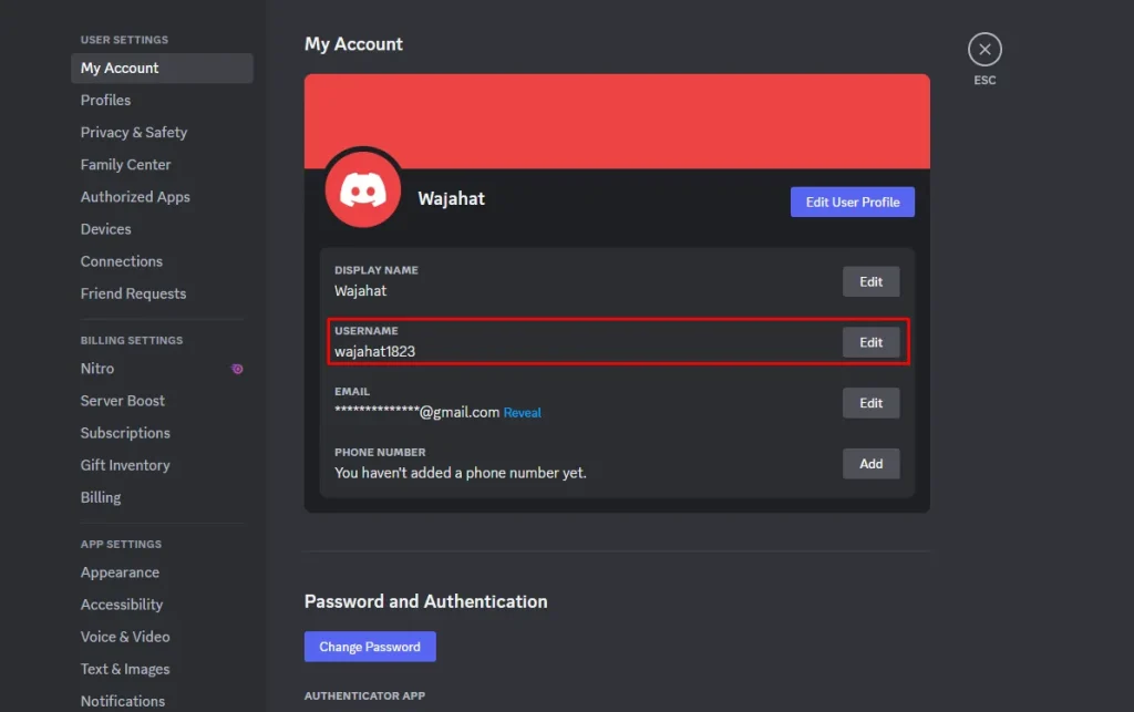  Find the Username Settings