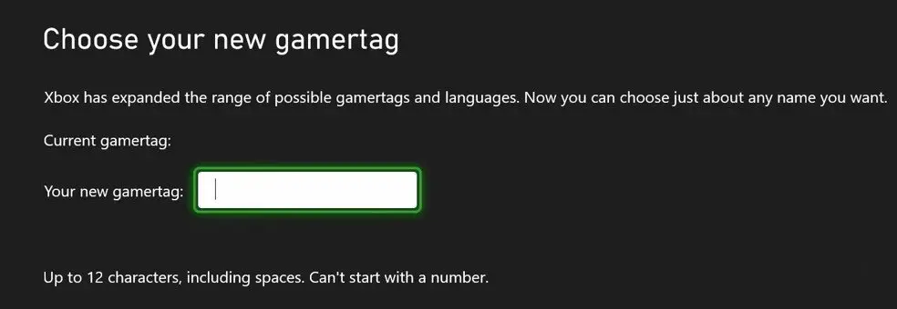 Choose Xbox gamertag