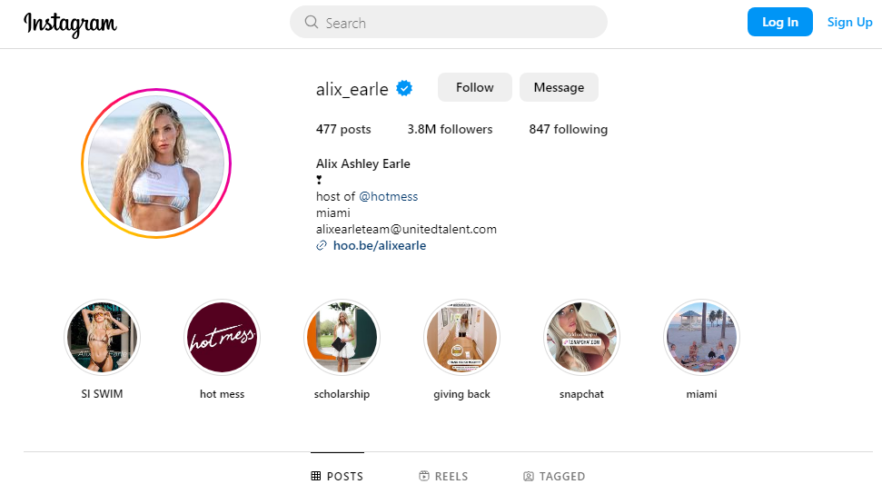 Alix Earle’s instagram account