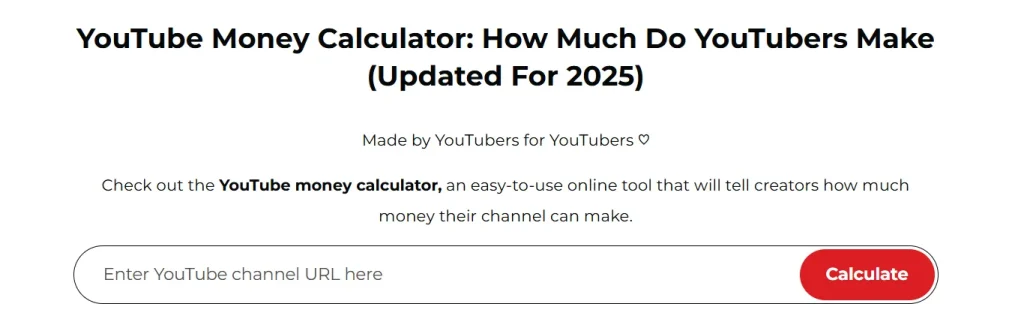 YouTube Earnings Calculator by Channel Name