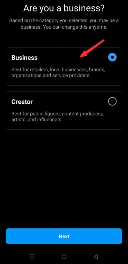 Business or Creators account