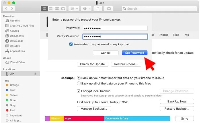 Encrypt local backup