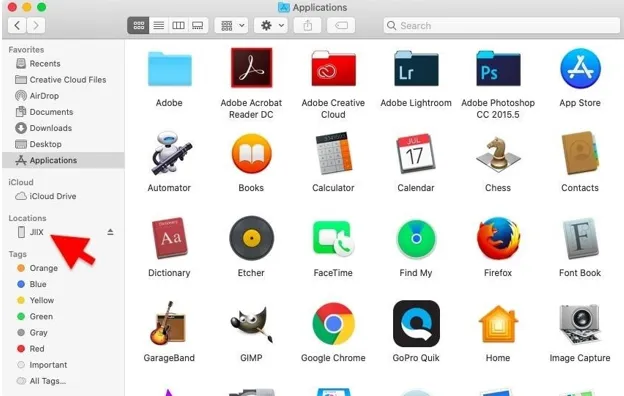 Finder sidebar