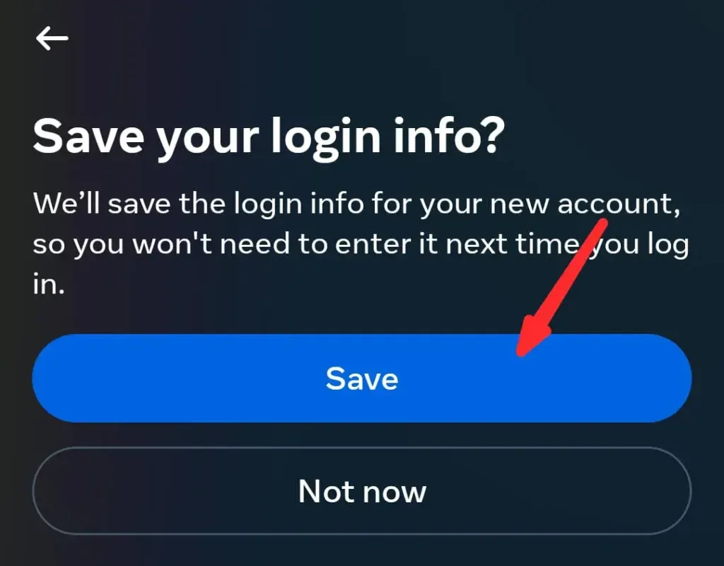 Save the details in your account