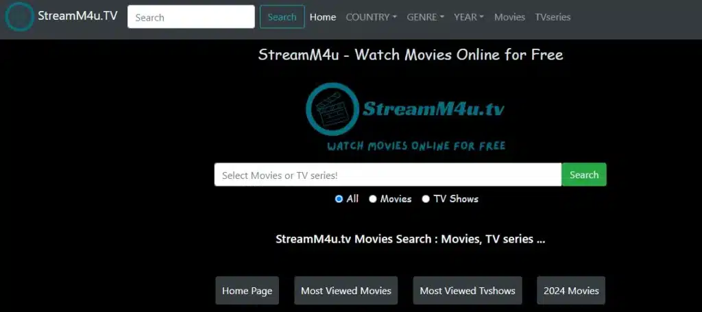 Stream4u website homepage