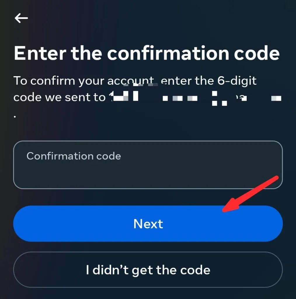 confirmation code