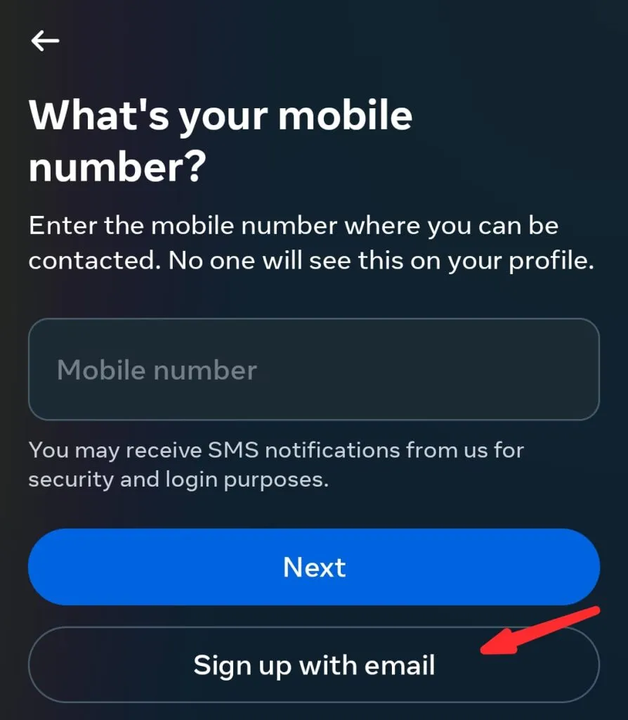 enter your mobile or Email 