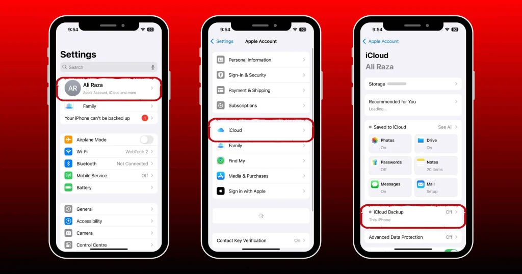 name>iCloud>iCloud Backup