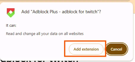 Twitch AdBlock Plus add