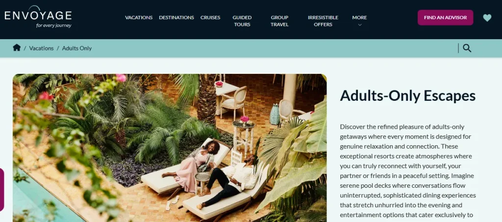 Adults-only Vacations by voyage