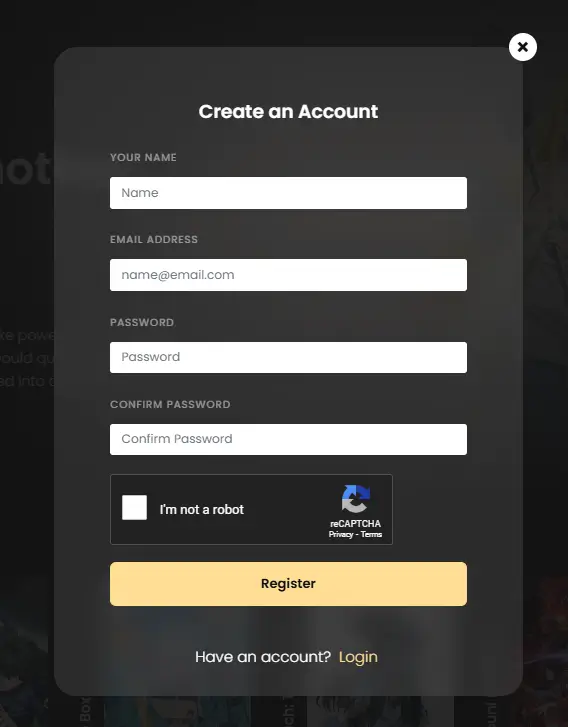 register for an account