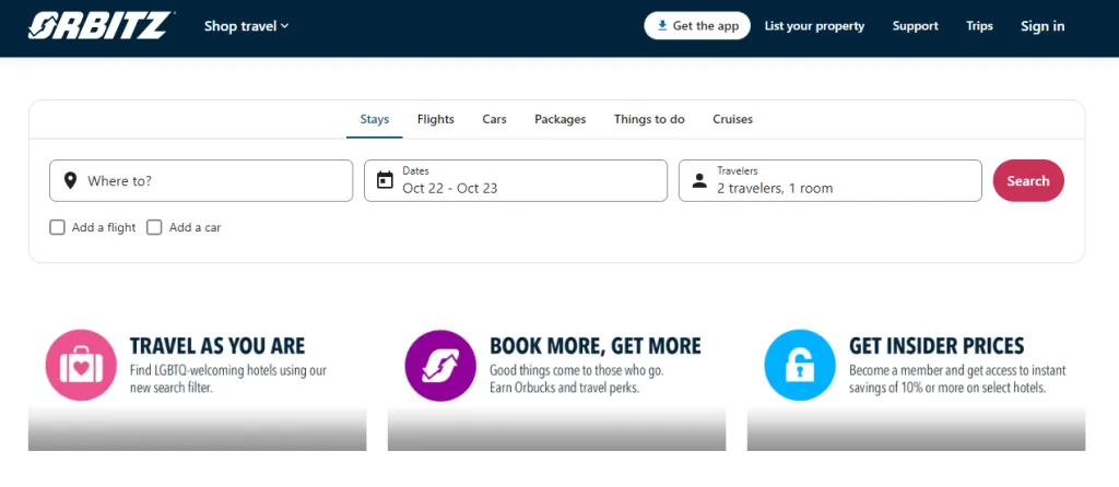 What is Orbitz? Orbitz website homepage