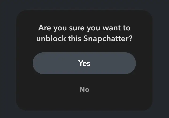 tap on "Yes" to ensure you want to unblock 