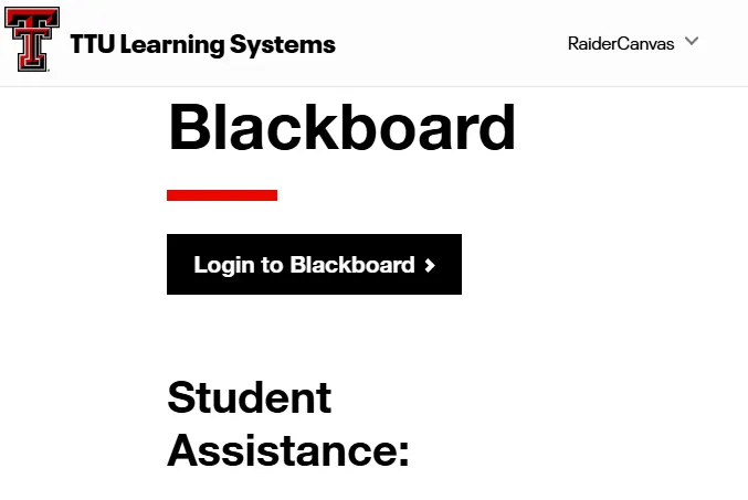 Login to Blackboard - TTU website page to log in to Blackboard
