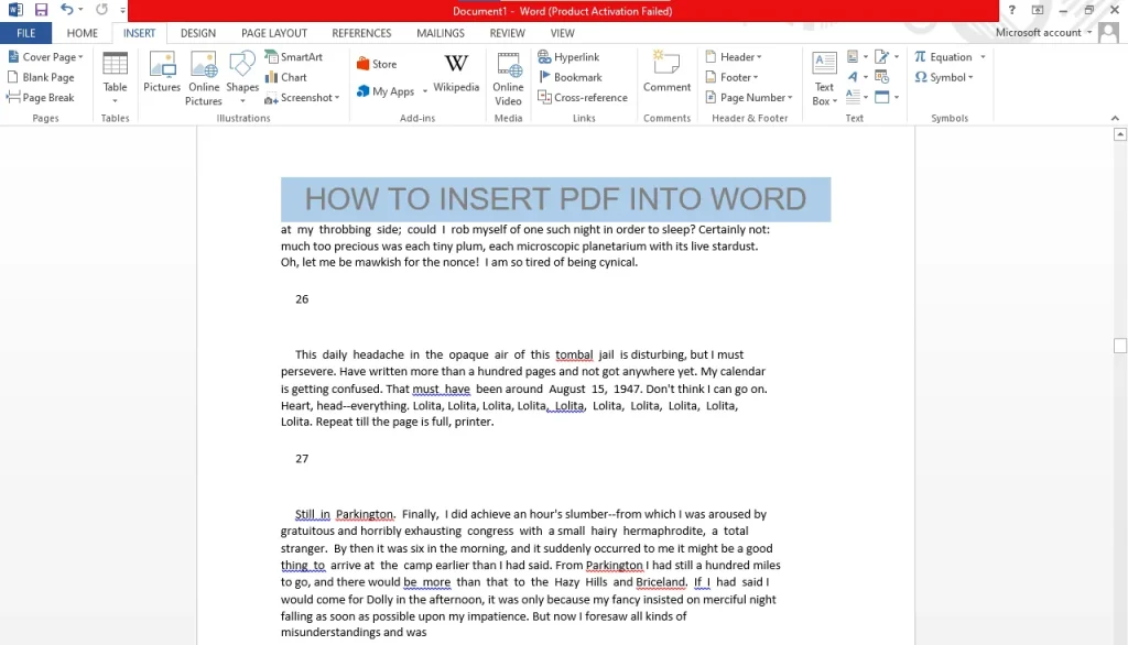 PDF in a Word