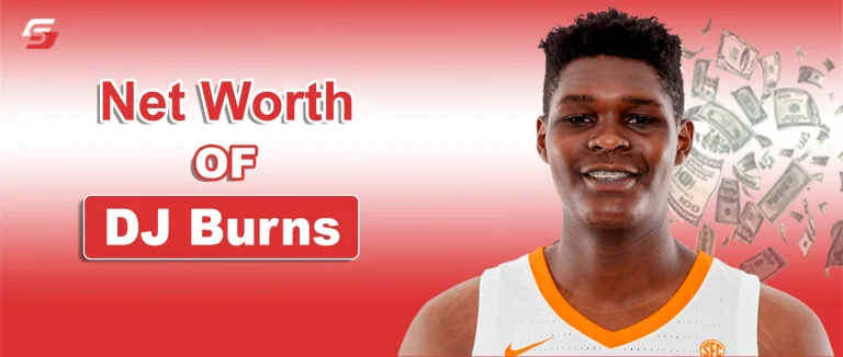 DJ Burns Net Worth Revealed | From College Fame to Big Earnings Portrait of DJ Burns wearing NC State basketball shirt.