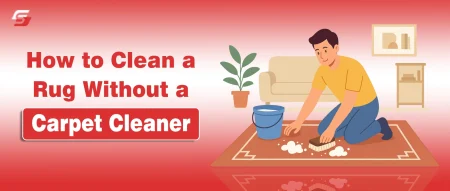 Person washing a rug by hand with a brush and soap water to remove dirt and stains without using a carpet cleaner.