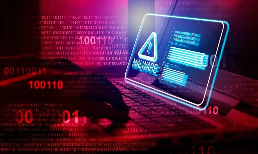 Malware attack warning showing Corporate Data Leak 