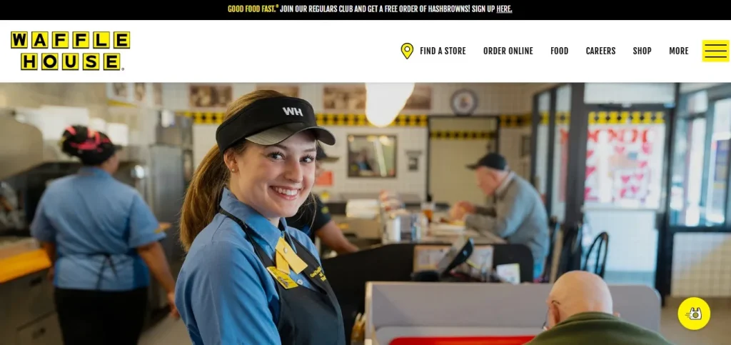 Homepage of the Waffle House