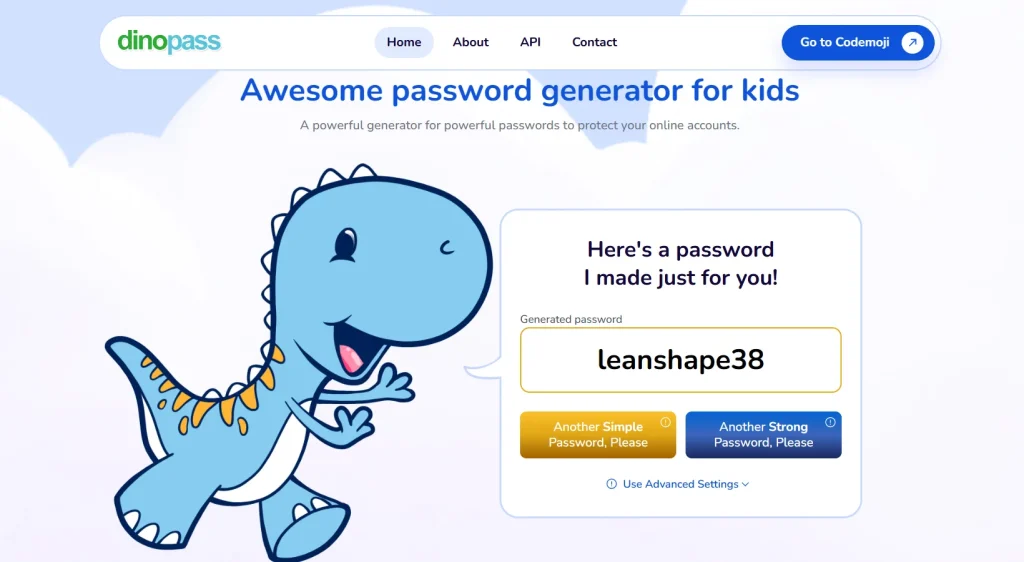 Homepage of Dinopass