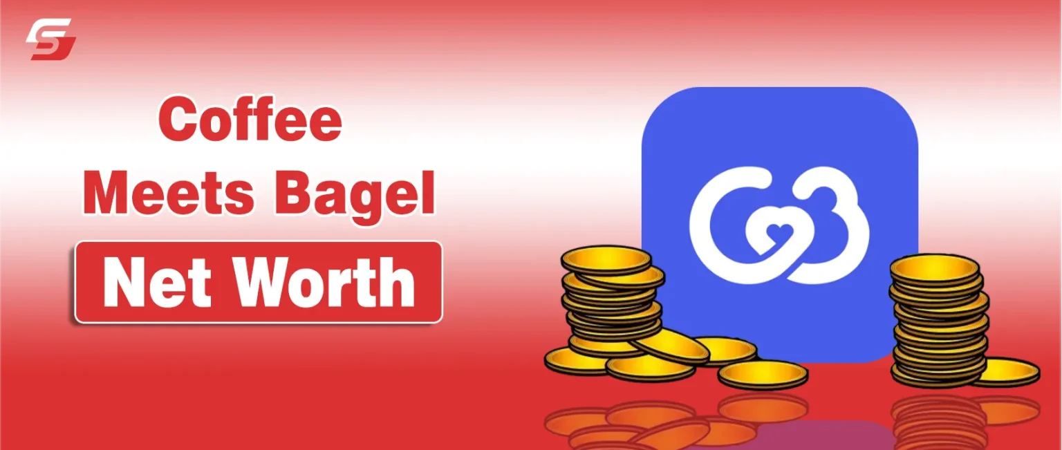 Coffee Meets Bagel net worth illustration showing founders, app interface, and company growth.