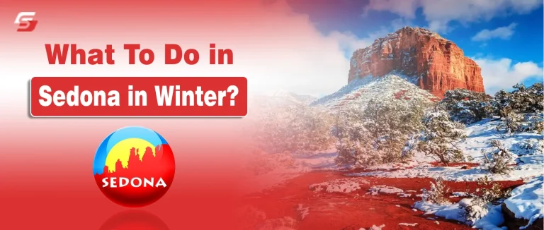 What to Do in Sedona in Winter | Top Hikes, Red Rock Views, Oak Creek Drives & Cozy Spots to Visit Sedona red rock mountains with winter greenery and clear blue sky in Arizona