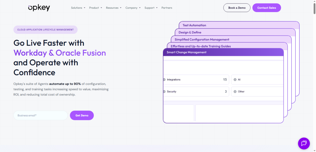 homepage screenshot of Opkey by stuffablog