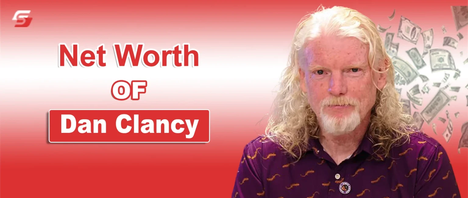 Portrait of Dan Clancy, Twitch CEO, with text “Dan Clancy Net Worth
