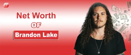 Portrait of 2026 Grammy winner Brandon Lake with "net worth" text overlay.