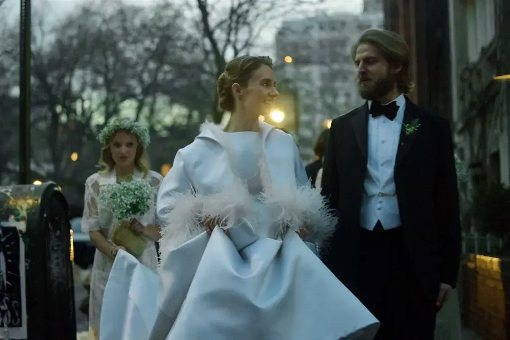 screenshot of Maya Hawke and Christian lee Hustson doing wedding  by stuffablog