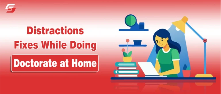 Student working on a doctorate at home with laptop and notebooks in a quiet study space