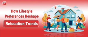 Illustration of people carrying boxes in front of a house, with text “How Lifestyle Preferences Reshape Relocation Trends,” set against a cheerful background with trees, clouds, and a hot air balloon.