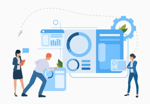 Business professionals analyzing CRM