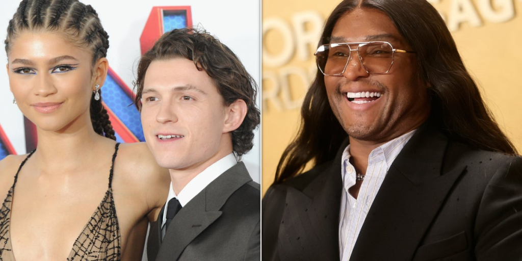 screenshot of Image showing Tom Holland & Zendaya and side image of Law Roach by stuffablog.com