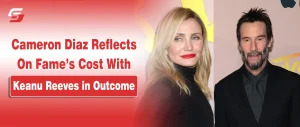 Cameron Diaz Reflects on the “Cost of Fame” While Promoting Outcome With Keanu Reeves Cameron Diaz and Keanu Reeves portraits on a news graphic for the film Outcome.
