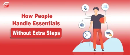 Illustration of a person handling everyday tasks efficiently with minimal steps