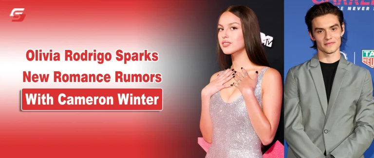 Olivia Rodrigo and Cameron Winter Spark Romance Rumors in Los Angeles Olivia Rodrigo and Cameron Winter side-by-side on a red celebrity news graphic.
