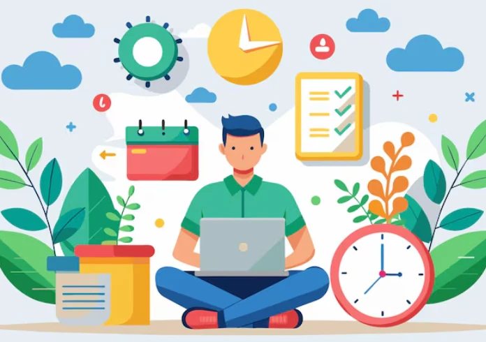 A person managing life’s basics using technology