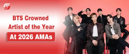 BTS Commands Global Stage with Historic Artist of the Year Victory at 2026 AMAs BTS members posing together on a red carpet featured banner for Stuffablog.com.