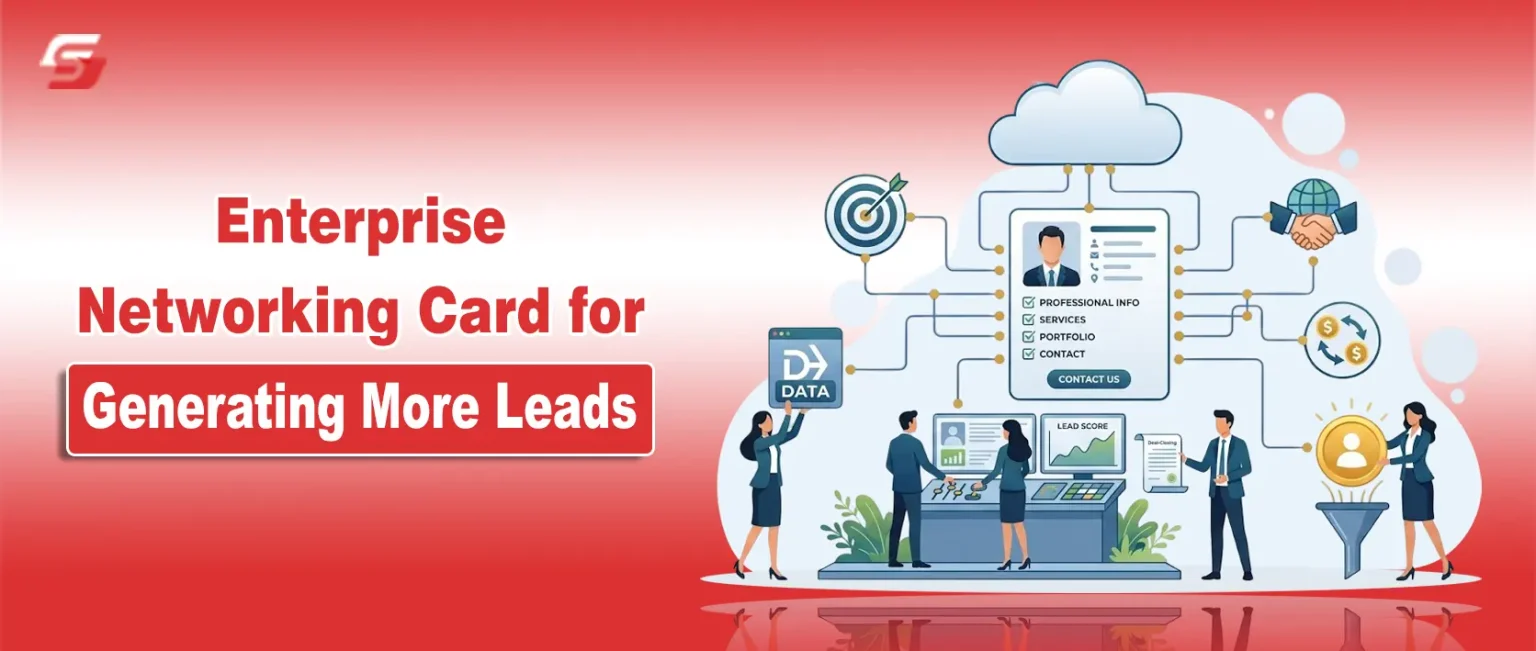 How a Professional Enterprise Networking Card Helps Businesses Generate More Leads Digital networking card diagram showing lead generation connections on a professional news graphic
