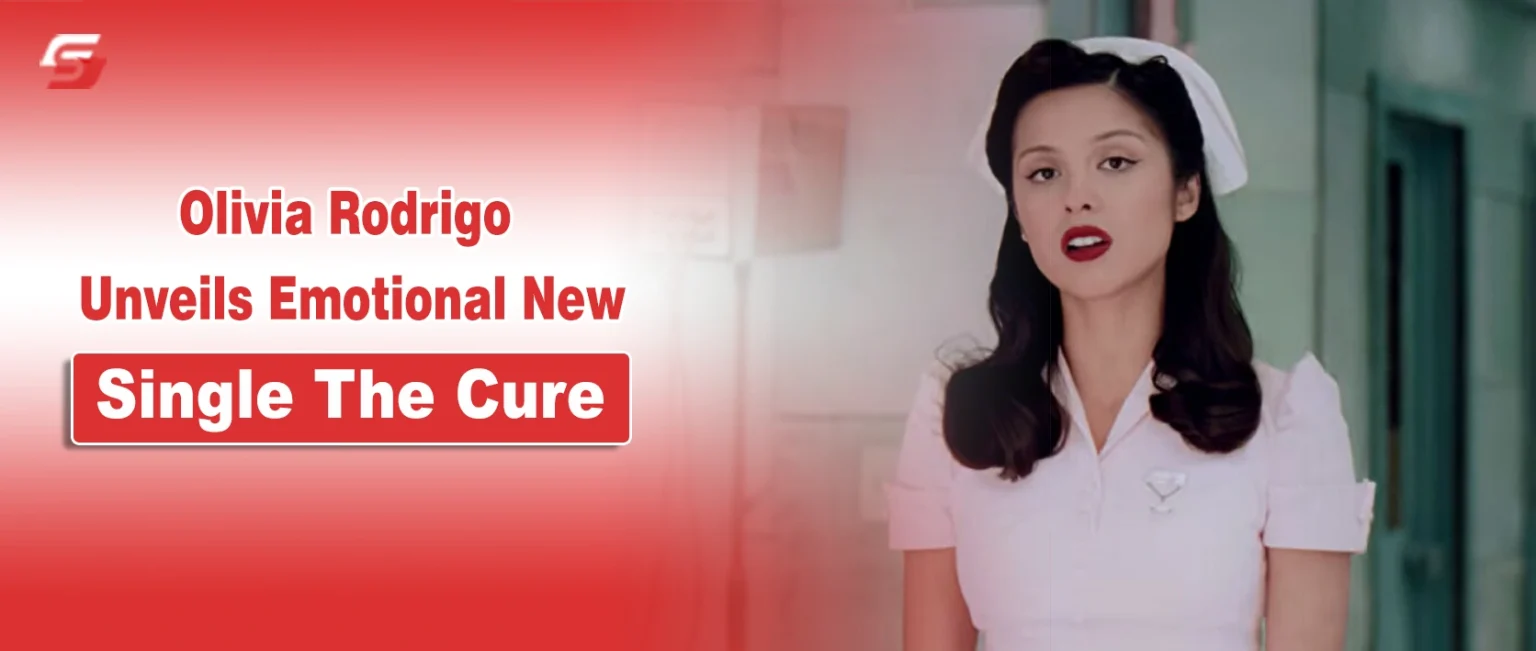 Olivia Rodrigo wearing a vintage nurse uniform in The Cure music video banner for Stuffablog.com.