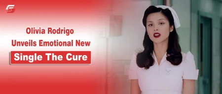 Olivia Rodrigo wearing a vintage nurse uniform in The Cure music video banner for Stuffablog.com.