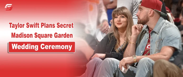 Taylor Swift Locks Iconic Madison Square Garden for Massive Summer Wedding Taylor Swift and Travis Kelce sitting together at an event featured banner for Stuffablog.com.
